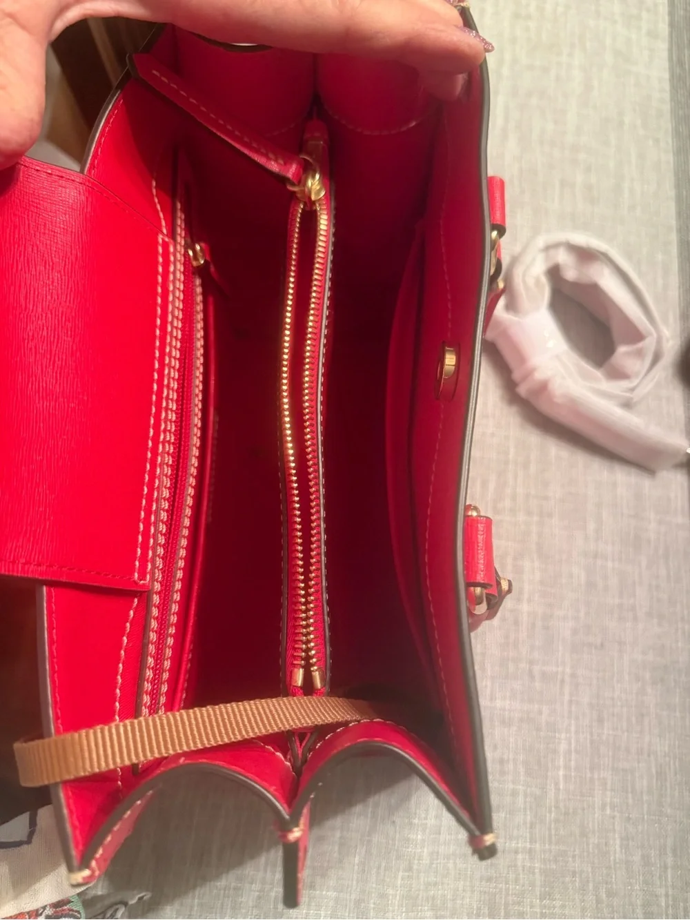 Dooney & Bourke Red Saffiano Tote with Matching Red Zip Wallet - Picture 3 of 5